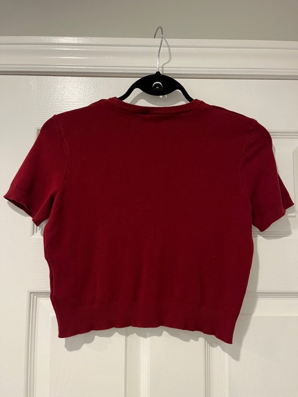 H&M Women’s Short-Sleeve Crewneck Top - Red Small - Picture 2 of 3